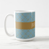Mug Plutôt Glacial Blue Gold Quatrefoil Personnalisé (Gauche)