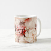 Mug Plutôt rose Crème Bleue Rose Floral (Devant droit)