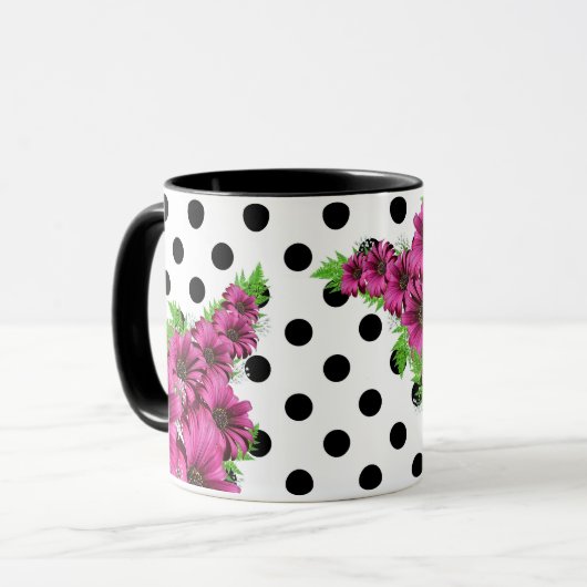 Mug Plutôt Rose Fleurs Polka Dot (Devant gauche)