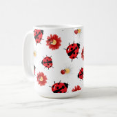 Mug Pneuka rouge mignon point Ladybug fleur été Fille (Devant gauche)