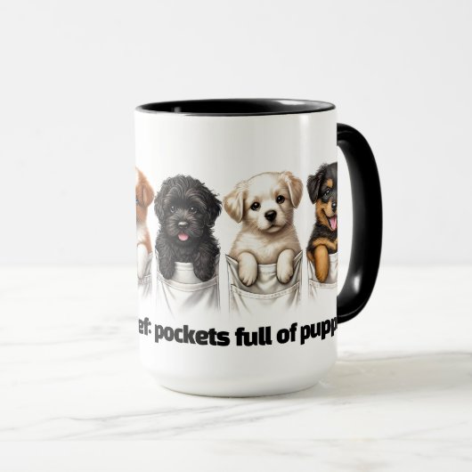 Mug Poches super mignonnes pleines de chiots (Devant droit)