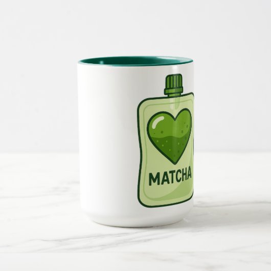 Mug Pochette de sérum Matcha avec conception cardiaque (Centre)