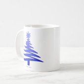 Mug Pochoir d'arbre de Noël Bleu Cobalt (Devant gauche)