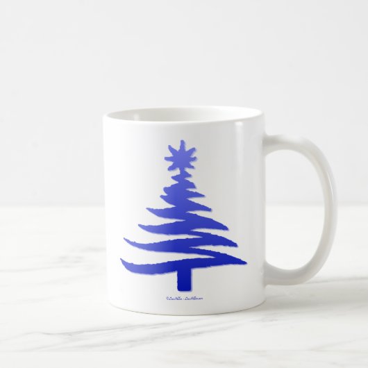 Mug Pochoir d'arbre de Noël Bleu Cobalt (Droite)