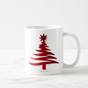 Mug Pochoir d'arbre de Noël rouge