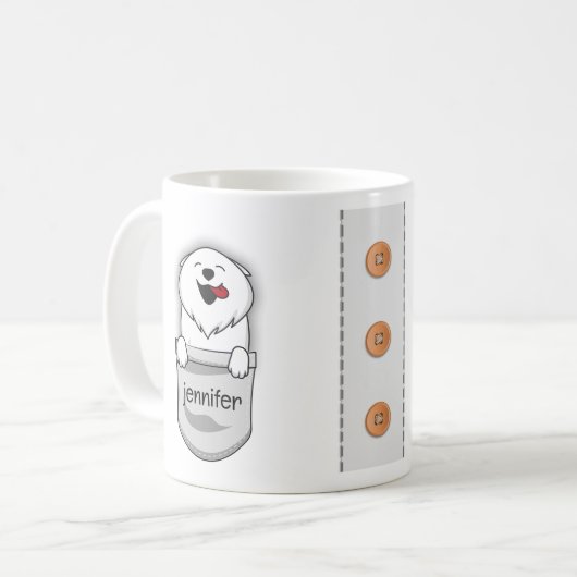 Mug Pocket Puppy Pomeranian Ajouter un nom (Devant gauche)