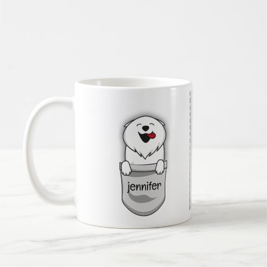 Mug Pocket Puppy Pomeranian Ajouter un nom (Gauche)