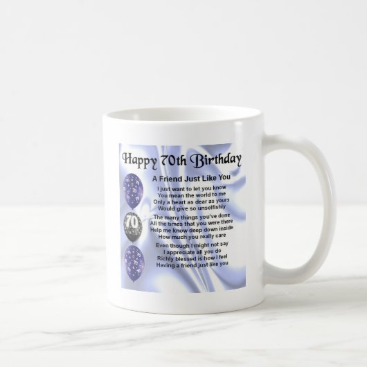 Mug Poème d'ami - soixante-dixième anniversaire (Droite)