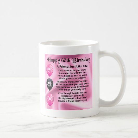 Mug Poème d'ami - soixantième anniversaire (Droite)