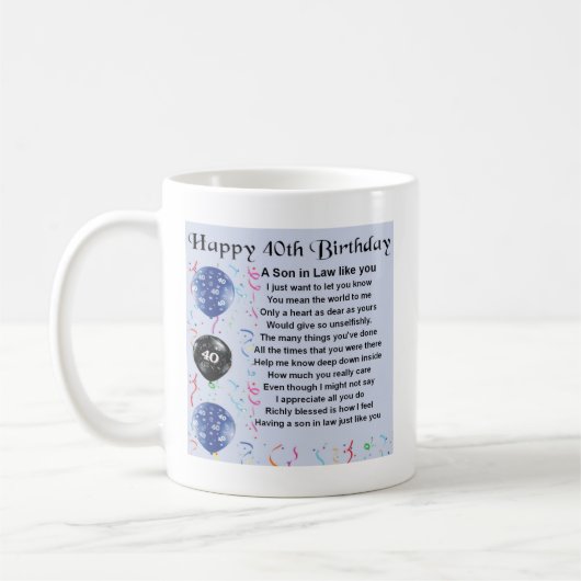 Mug Poème de beau-fils - quarantième conception (Gauche)