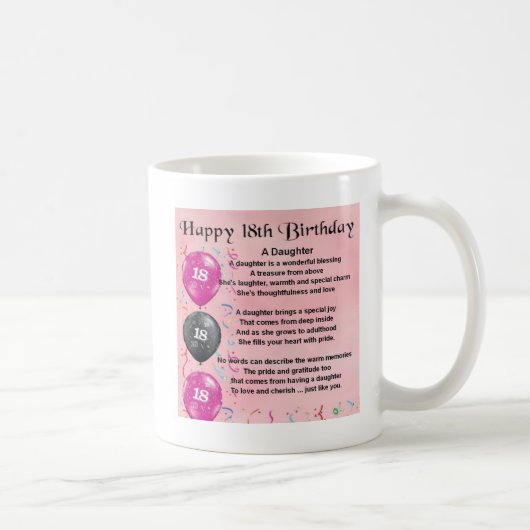 Mug Poème de fille - 18ème anniversaire (Droite)