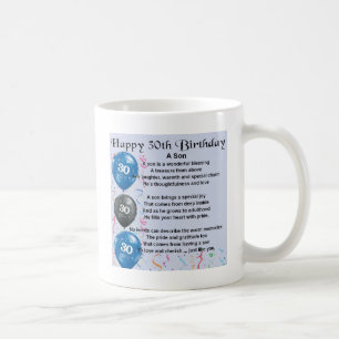 Mug Poème de fils - 30ème conception d'anniversaire