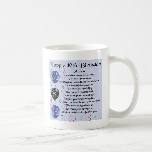 Mug Poème de fils - quarantième conception (Droite)