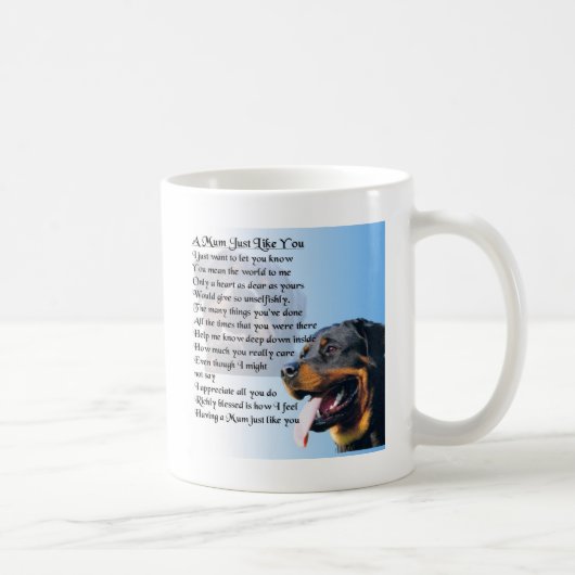Mug Poème de maman - conception de rottweiler (Droite)