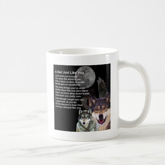 Mug Poème de papa - conception de loup (Droite)