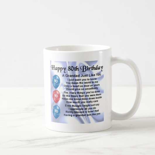 Mug Poème de papy - quatre-vingtième conception (Droite)