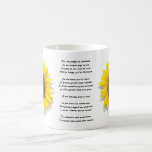 Mug Poème de tournesol, coeur à l'intérieur de la