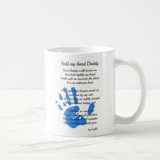 Mug Poème fête des pères - Tenez ma main empreinte pap (Droite)