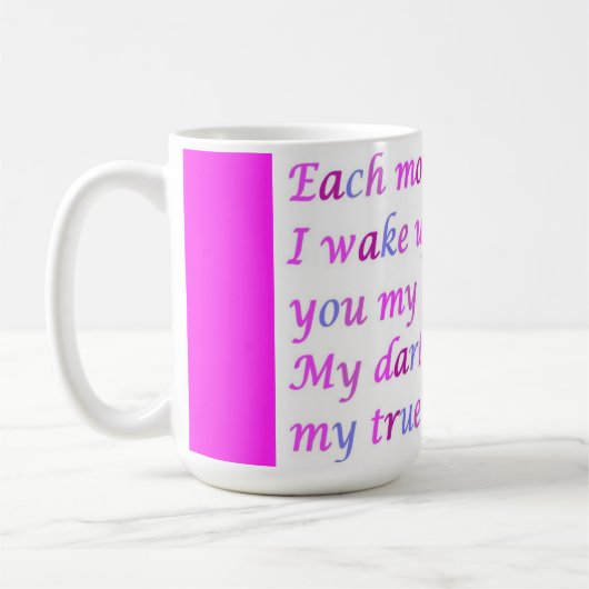 Mug Poème pour un être cher mixte couleurs script (Gauche)