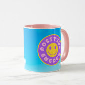 Mug Poignée rose boug d'énergie positive et visage heu (Devant droit)