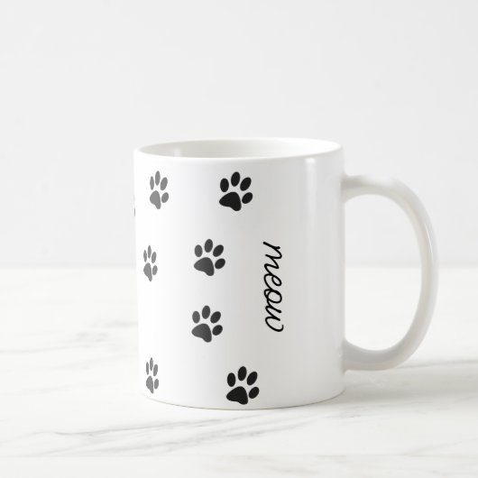 Mug Poignées Meow et chat noir blanc (Droite)