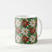 Mug Poinsététie blanche rouge vert or (Devant droit)