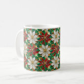 Mug Poinsététie blanche rouge vert or (Devant gauche)