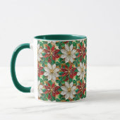 Mug Poinsététie blanche rouge vert or (Gauche)