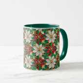 Mug Poinsététie blanche rouge vert or (Devant droit)