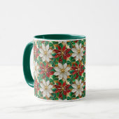 Mug Poinsététie blanche rouge vert or (Devant gauche)