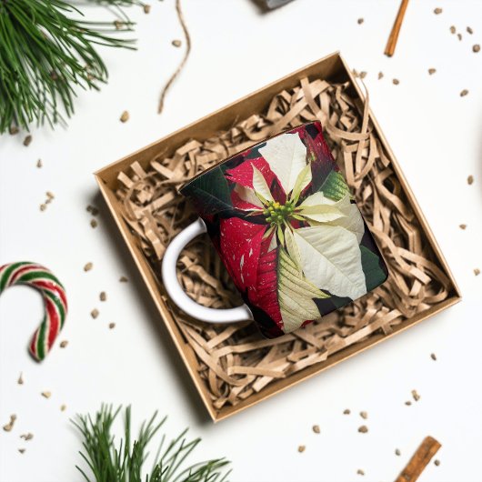 Mug Poinsététie florale rouge et blanche