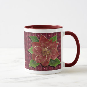 Mug Poinsettia bordée or Drinkware