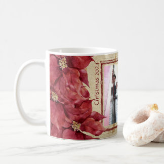 Mug Poinsettia cadre rouge Musique de Noël
