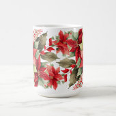 Mug Poinsettia Holly Berry Rouge Blanc Fleur Noël (Centre)