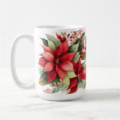 Mug Poinsettia Holly Berry Rouge Blanc Fleur Noël (Gauche)