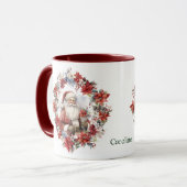 Mug Poinsettia Wreath Santa Claus Noël (Devant gauche)