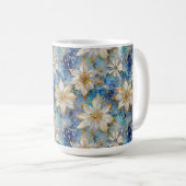 Mug Poinsettias de Noël Blanc Bleu (Devant droit)
