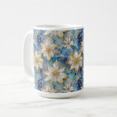 Mug Poinsettias de Noël Blanc Bleu (Devant gauche)