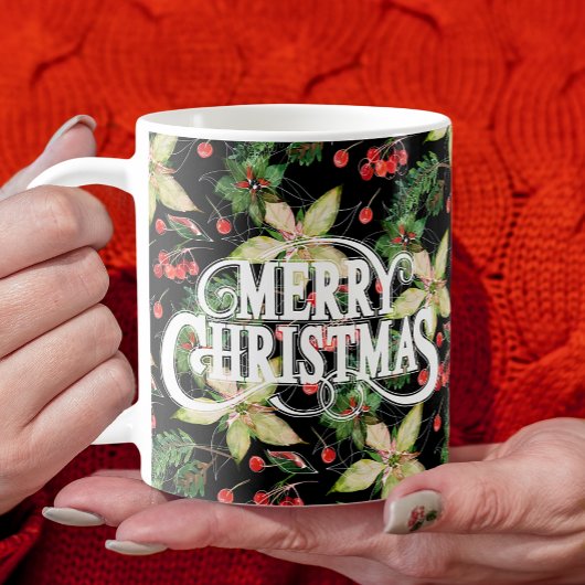 Mug Poinsettias et Berries Noël