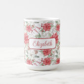 Mug Poinsettias rouge et blanc festif Monogramme (Centre)