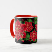 Mug Poinsettias rouges de Noël & Holly (Devant gauche)