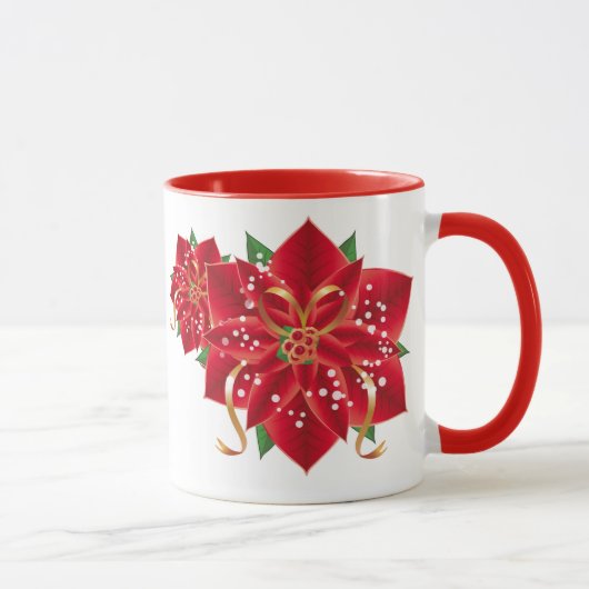 Mug Poinsettias roux de Noël (Droite)