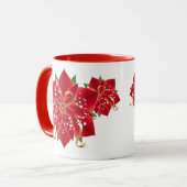 Mug Poinsettias roux de Noël (Devant gauche)