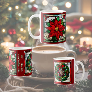 Mug Poinsettias uniques Faux verre teinté