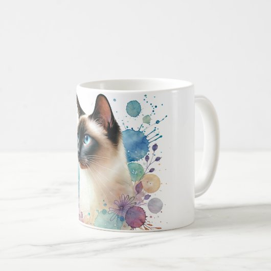 Mug Point Chocolat Chat Siamese Aquarelle (Devant droit)
