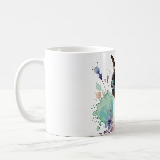 Mug Point Chocolat Chat Siamese Aquarelle (Gauche)