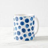 Mug Point de polka moderne bleu. Motif aquarelle de la (Devant droit)