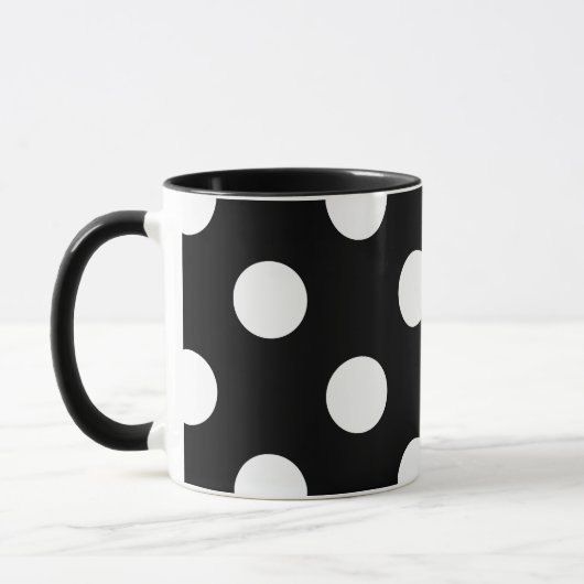 Mug Point Polka blanc sur le Motif noir (Gauche)