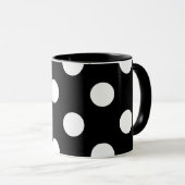 Mug Point Polka blanc sur le Motif noir (Devant droit)