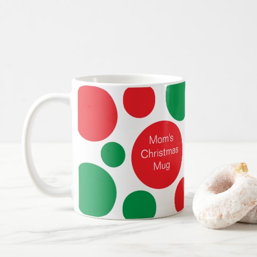 Mug Point rouge et vert avec nom Noël (Avec donut)